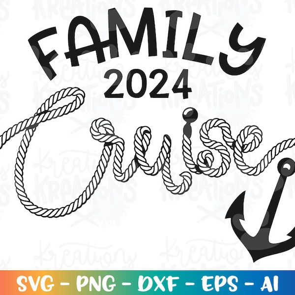 Family Cruise svg Cruise rope hand drawn svg rope letters print svg decal cut file silhouette cricut cameo instant download vector svg png