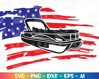 Pontonboot Amerikaanse vlag nood SVG PNG 4 juli boot meer leven USA print sticker shirt gesneden bestanden Cricut Download vector png dxf