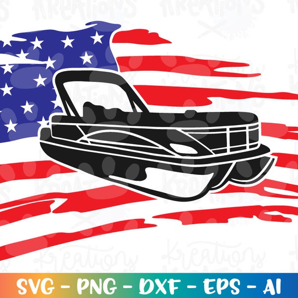 Pontoon Boat American Flag Svg Etsy