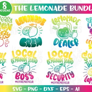 Limonade BUNDEL SVG citroenen limonade citaat zomer limonade staan schattige kinderen print opstrijkbare gesneden bestand Cricut silhouet downloaden png dxf