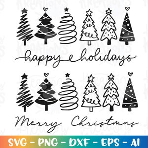 Weihnachtsbaum SVG Niedlicher Weihnachtsbaum Frohe Weihnachten, frohe Feiertage Druckschnittdateien Cricut Silhouette Download Vektor SVG Dxf Png