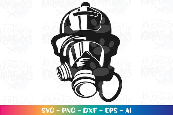 Firefighter Gasmask Helmet SVG Firefighter Mask Hat Silhouette | Etsy