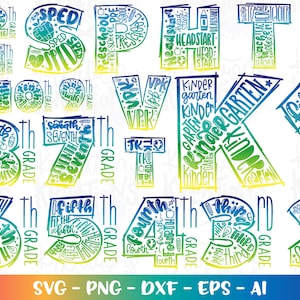 Pacote de volta às aulas svg jardim de infância pré-escolar 1ª a 12ª série colorido crianças menina menino ferro em arquivo de corte download sublimação de cores