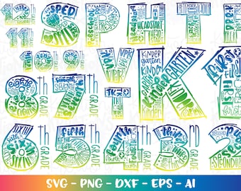 Back to school bundle pack svg Kindergarten Pre-K 1st to 12th grade color kids girl boy iron on cut file download color sublimation