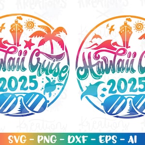 Barco de crucero svg HAWAII Emblema de crucero Camiseta de crucero Impresión de plancha Calcomanía Archivo de corte Silueta Cricut Cameo Descargar Vector SVG PNG Sublimación