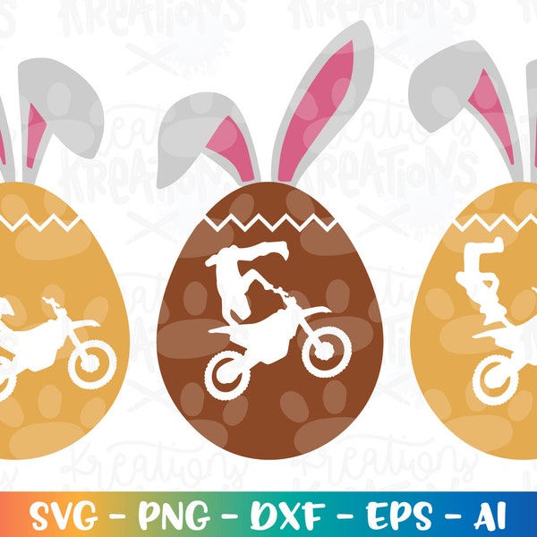 Dirt Bike Easter Egg SVG Motorcross Happy Easter theme print iron on color Cut Files Cricut Silhouette Cameo Download  dxf png Sublimation