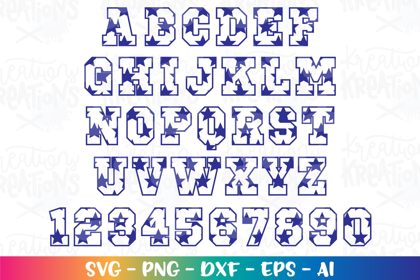 Stars and Stripes Font Svg Letters Svg Sports Stars Alphabet Etsy