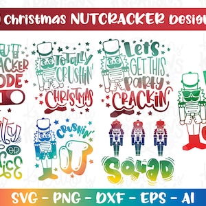 Pacote de quebra-nozes de Natal SVG 7 designs Quebra-nozes citações engraçadas impressão ferro em arquivos de corte Cricut Silhouette Cameo Download png Sublimação