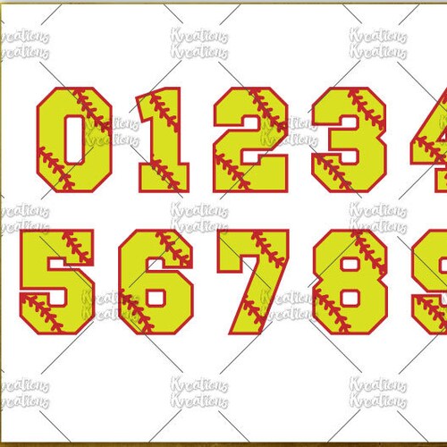 Softball Numbers SVG PNG Instant Digital Download Etsy