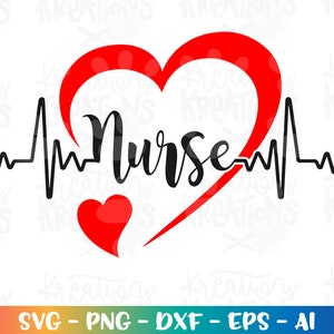 Verpleegkundige hartslag SVG verpleegkundige svg afdrukbare opstrijkbare sticker knippen snijden bestanden Cricut silhouet Instant Download vector SVG png eps dxf