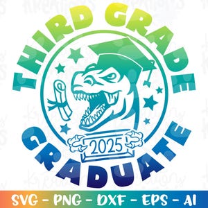 Terceiro GRAU Graduado Dinossauro svg 3º grau Citação de formatura T-Rex decalque impressão ferro em arquivo de corte Cricut Silhueta Download vetor SVG png