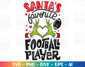 Jugador de fútbol favorito de Santa Claus SVG Citas navideñas Dibujado a mano Impresión Planchado Archivos de corte Cricut Descarga Vector dxf Png Sublimación