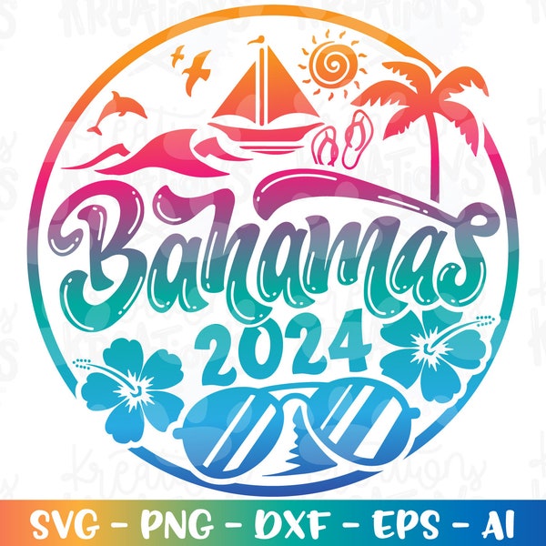 Bahamas svg Summer Beach vacation Family spring break print iron on color cut file silhouette cricut cameo instant download vector png