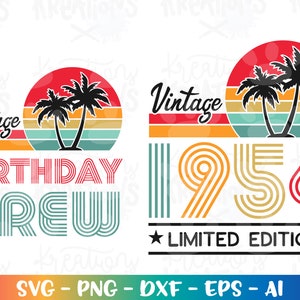 Compleanno 1954 Beach Vintage svg Compleanno Vintage personalizzato Estate download digitale sublimazione colore stampa ferro su file di taglio silhouette cricut