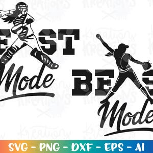 Silueta SVG de lanzador de softbol, receptor, modo bestia, clipart, imprimible, para cortar en la camiseta, archivos Cricut Silhouette Cameo, descarga, vector, dxf, PNG
