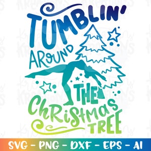 Christmas Tree svg Tumblin' svg Gymnastics svg Clipart Cheer Jump iron on print svg cut files Cricut Silhouette Download vector png eps dxf