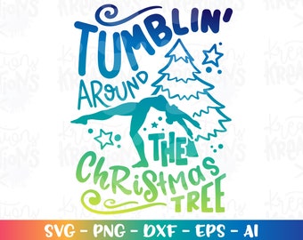 Christmas Tree svg Tumblin&#39; svg Gymnastics svg Clipart Cheer Jump iron on print svg cut files Cricut Silhouette Download vector png eps dxf