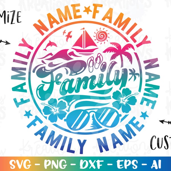 Benutzerdefinierte Familiennamen svg Kundenspezifisches Druckabziehbild Eisen auf geschnittene Datei Kontur Cricut Cameo Sofort-Download Vektor-Svg PNG