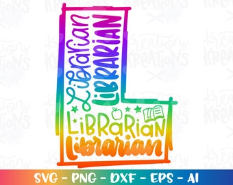 Back to school svg Librarian svg School Library Teacher color Books girl boy print iron on cut file download vector png dxf Sublimation