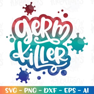 Germ Killer svg Handwas ontsmettingsmiddel zeep kinderen offerte kleur teken print opstrijkbare gesneden bestand Cricut Silhouete Instant Download vector SVG dxf