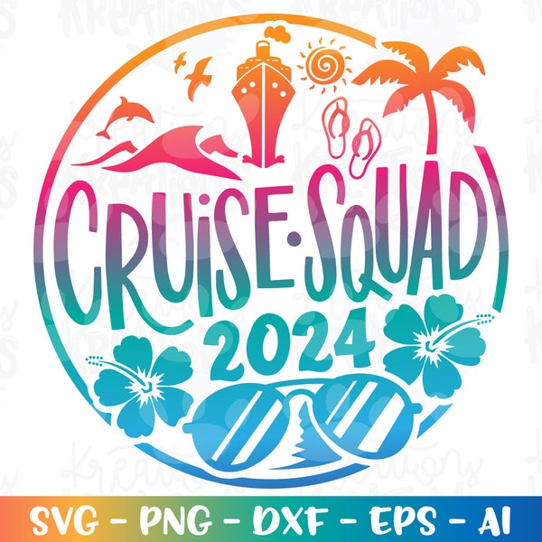 Emblème de bateau de croisière SQUAD de croisière, chemise de croisière impression sticker svg coupe fichier silhouette camée cricut téléchargement immédiat vecteur svg png