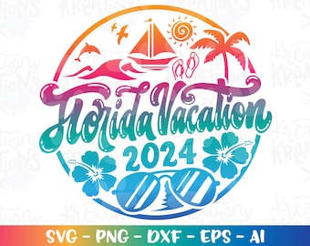 Florida svg Summer Beach vacation 2024 Florida spring break print iron on color cut file silhouette cricut cameo instant download vector png