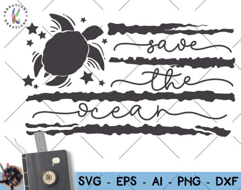 Download Save the Ocean Flag Svg Sea Turtle svg Beach Quote iron on ...