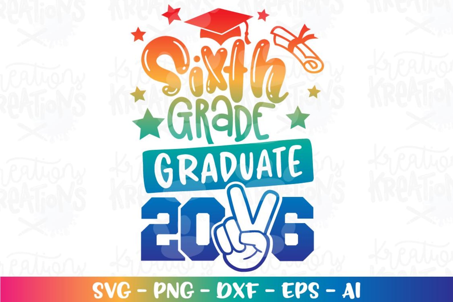 Graduation Svg SIXTH 6th Grade Graduate Peace Out 2026 SVG Print Iron