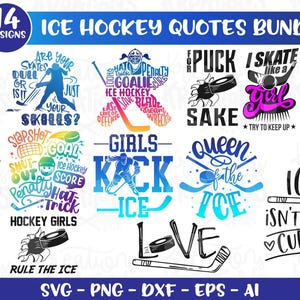 Eishockey BUNDLE Zitate SVG 14 Designs Eishockey Clipart geschnitten Dateien printable Cricut Silhouette Download Vektor SVG Png Dxf Sublimation