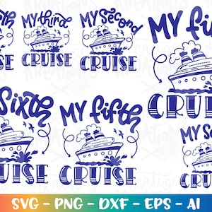 Mijn eerste cruise svg 1e-11e cruise bundel schattig schip kinderen baby cruise print opstrijkbare gesneden bestand silhouette cricut cameo download vector