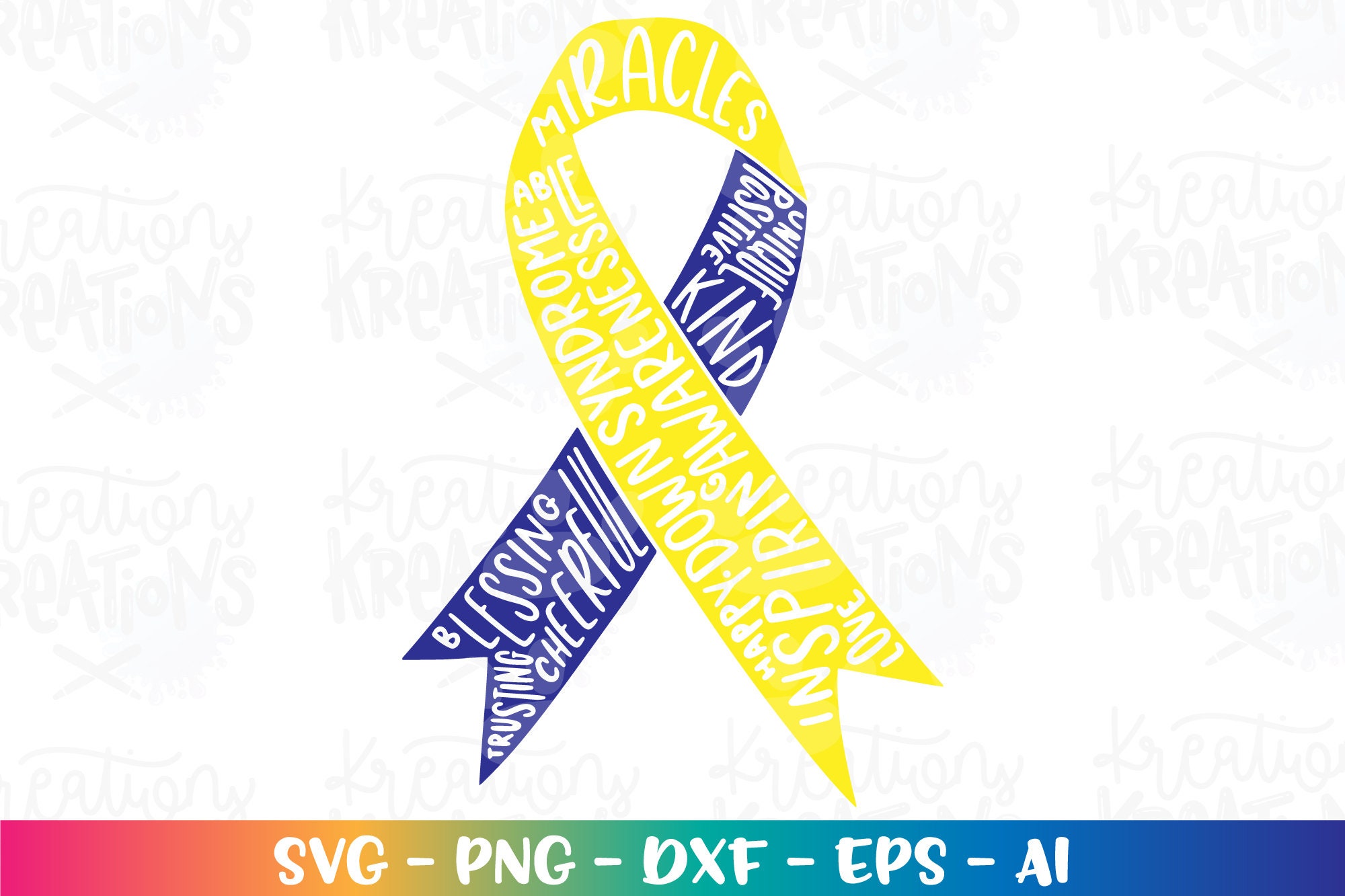 Down Syndrome Awareness Ribbon SVG Love Inspire Miracle Cheerful Kind ...