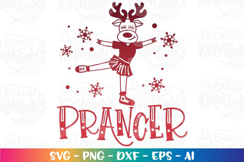 Dancer Prancer Reindeer Clipart Cute SVG Gymnastics Christmas Print ...