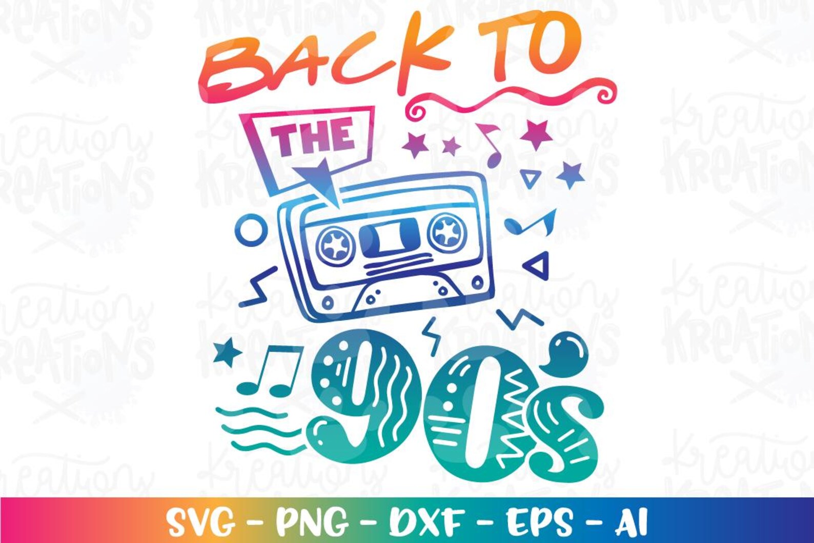 Back to the 90s SVG 90's Vibe Music Cassette Nostalgia Music 80s and ...
