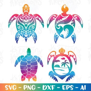 Tatuaje tribal de tortuga marina, calcomanía oceánica imprimible, planchado, corte, archivo de corte, silueta, cricut studio, vector, svg, descarga, png, dxf, sublimación