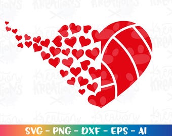 Volleyball heart shapes SVG Valentine's day quote love hearts girl print cut Files Cricut Silhouette Cameo download PNG Sublimation