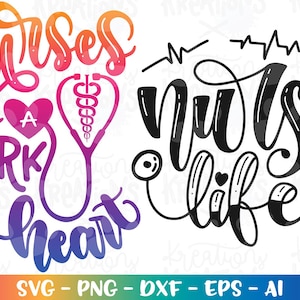 Verpleegkundige hartslag SVG verpleegkundige svg afdrukbare opstrijkbare sticker knippen snijden bestanden Cricut silhouet Instant Download vector SVG png eps dxf