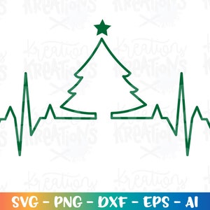 Christmas Tree heartbeat svg Heartbeat svg Cutting cut File sChristmas love heartbeat svg Cricut Silhouette Cameo Vector SVG EPS dxf PNG