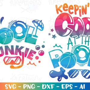 プールで涼しく過ごす SVG プールジャンキー SVG 夏のプール かわいい 学校最終日 印刷可能なカットファイル Cricut シルエット ダウンロード png dxf