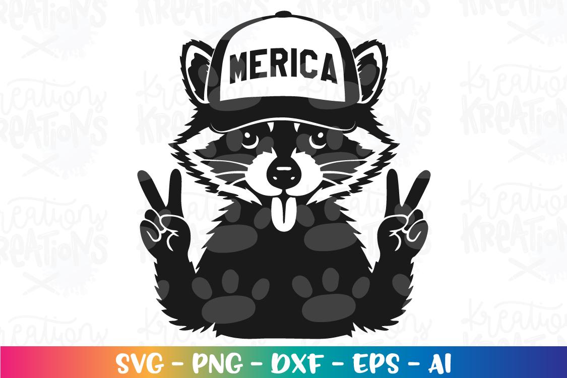 Raccoon with Merica baseball cap peace sign SVG adult kids funny animal quotes animal lover cat trashy cut files Cricut Silhouette Download
