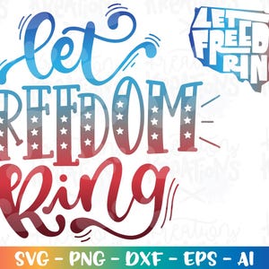 Laissez la bague de la liberté svg USA patriotique 4 juillet carte dessinée sticker impression svg coupe fichier silhouette cricut téléchargement immédiat svg eps png dxf