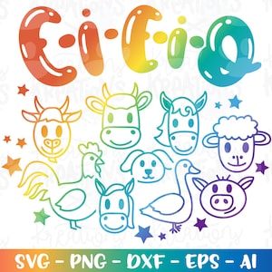 E-I-E-I-O svg Auf dem Bauernhof süße Baby Jungen Mädchen Zitat Bauernhoftiere svg Druck Eisen auf Schnittdateien Cricut Silhouette Download Vektor dxf Png