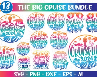 The Big CRUISE SHIP BUNDLE svg cruisin' cruise shirt print  color decal cut file silhouette cricut cameo download vector png Sublimation
