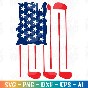 Golf American Flag SVG Father&#39;s day gift shirt svg golf dad decal print shirt cut files Cricut Silhouette Instant Download SVG png eps dxf