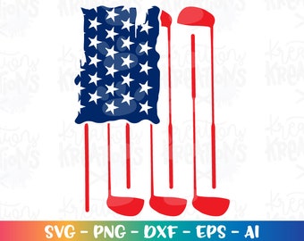 Golf American Flag SVG Father&#39;s day gift shirt svg golf dad decal print shirt cut files Cricut Silhouette Instant Download SVG png eps dxf