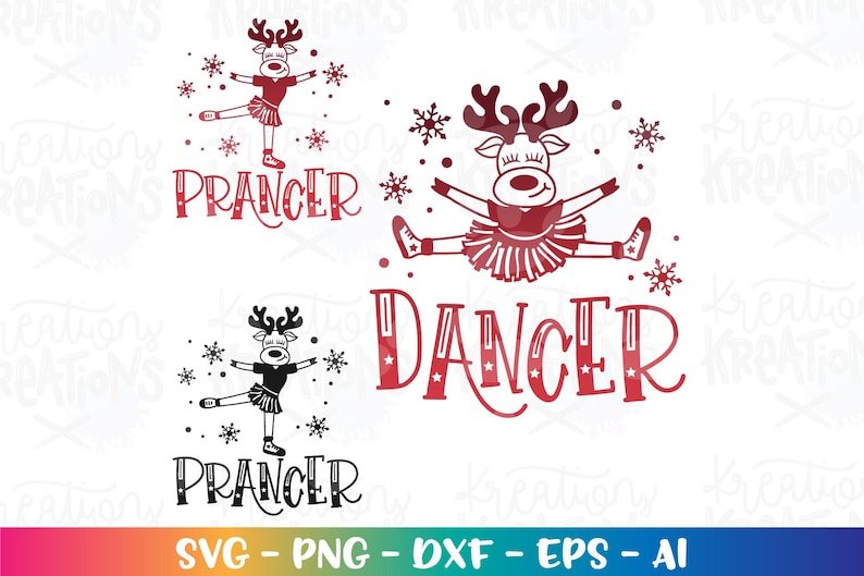 Dancer Prancer Reindeer Clipart Cute SVG Gymnastics Christmas Print ...