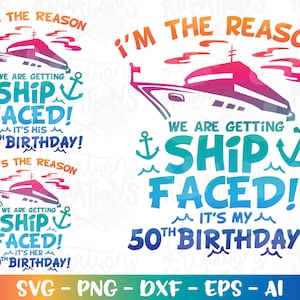 Schiff Gesicht Geburtstag svg Anpassen 50. Geburtstagsgeschenk svg Kreuzfahrtschiff Thema svg cut Datei Silhouette Cricut Studio Download Vektor png dxf