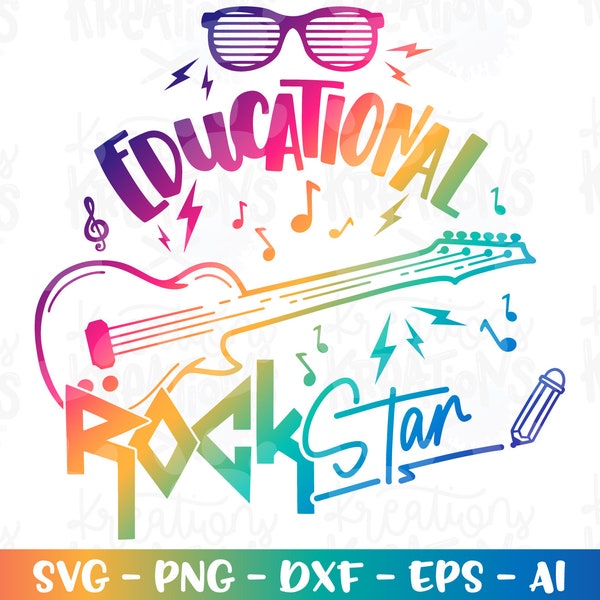 Teacher svg Educational Rockstar SVG teacher Rocks quotes svg teacher sayings print iron on cut files Cricut Download vector SVG png dxf