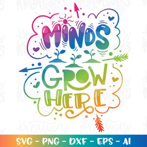 Enseignant SVG salle de classe SVG professeur citations disant svg dessinés à la main svg Les esprits grandissent ici svg impression coupe fichier Cricut téléchargement immédiat vecteur SVG png