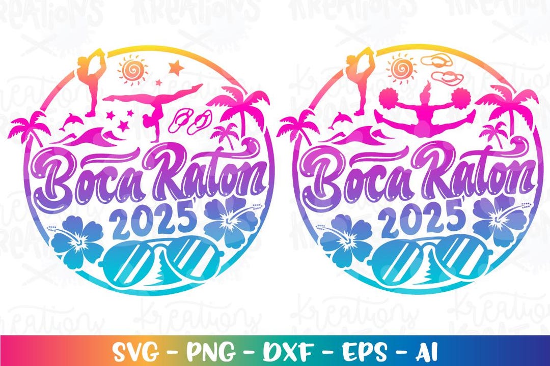 Boca Raton Cheer SVG Florida Gymnastics Beach Summer Printable Iron on ...