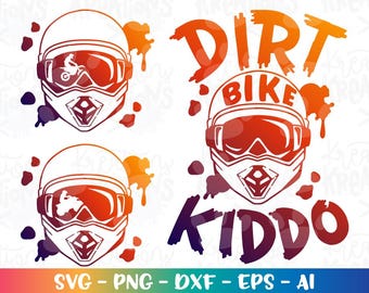 Dirt bike Kiddo svg Dirt bike helmet goggles Motorcross mud muddy style kids print iron on cut files silhouette cricut cameo download